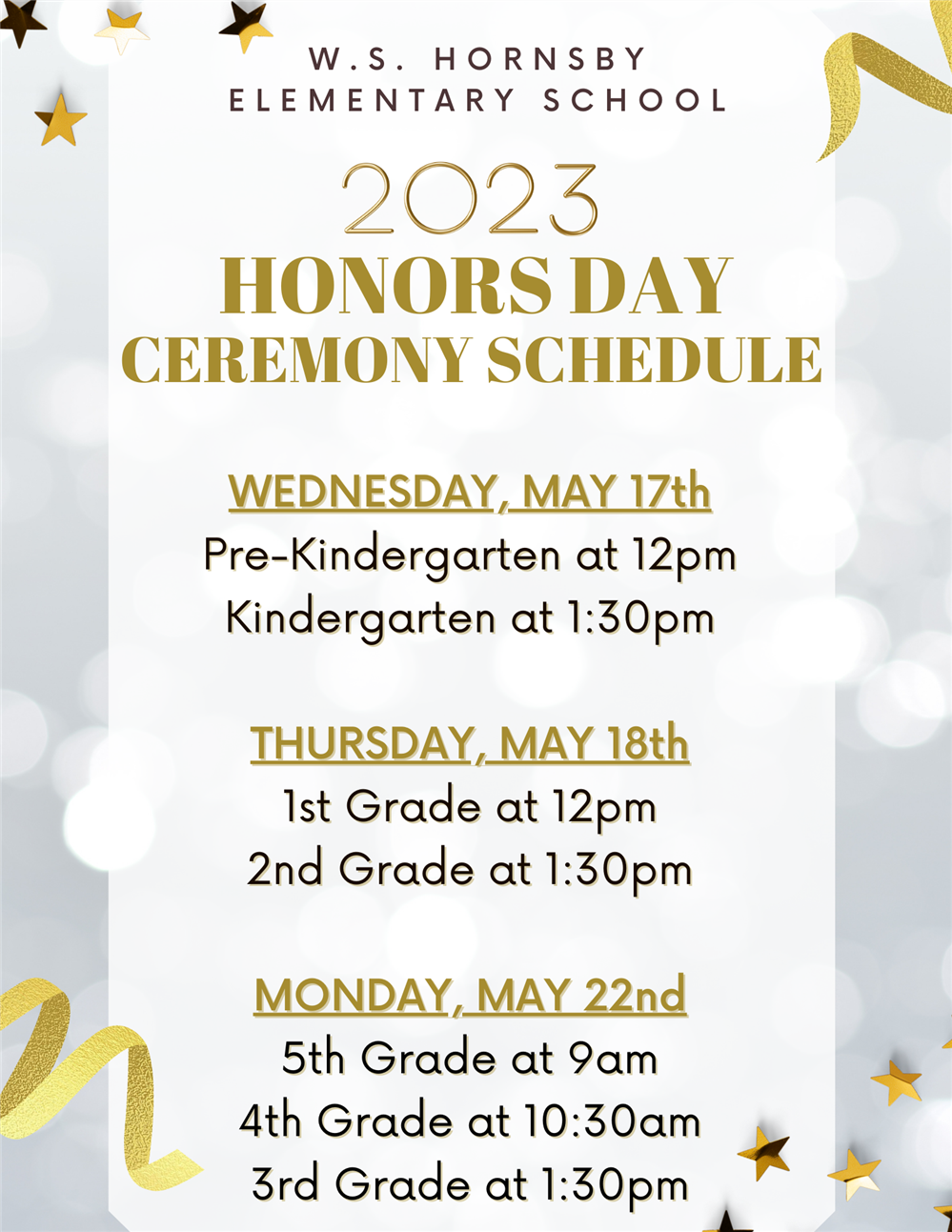 Honors Day Ceremony Schedule